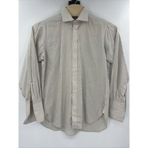 Pink Thomas Pink London Mens Button Up Striped Yellow Shirt Size 16-34‎